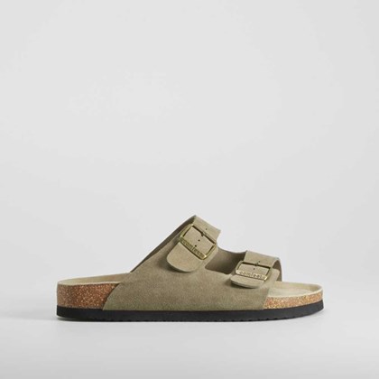 Sandalia bio de piel con velcro beige COMFEET