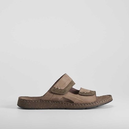 Sandalia de piel con velcro marrón WALK & FLY