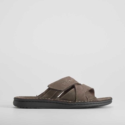 Sandalia de piel con velcro taupe WALK & FLY