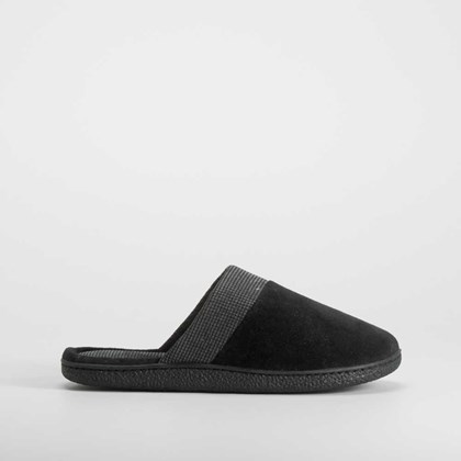 Zapatilla casa terciopelo negra OLYNE