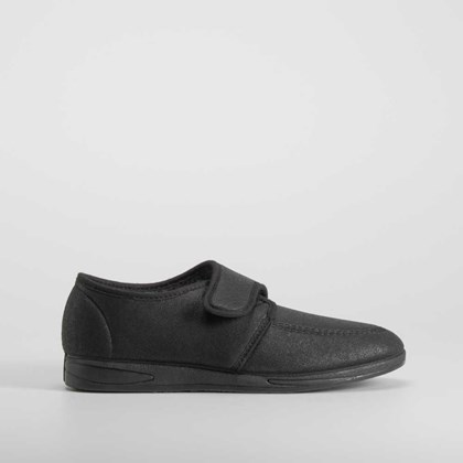 Zapatilla casa cerrada velcro negra OLYNE