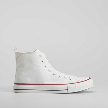 Zapatilla alta lona de color blanco NYC