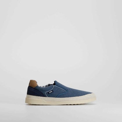 Zaptilla lona slip on yute azul LOIS