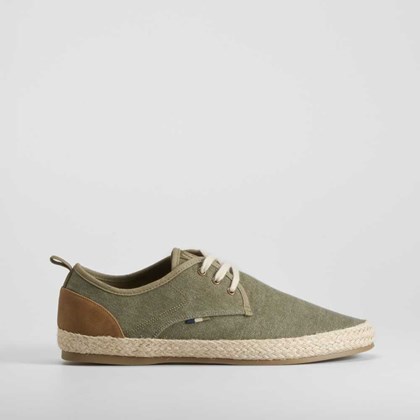 Blucher de lona y suela de yute verde NYC