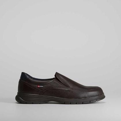 Zapato slip on casual marrón de piel COMFEET