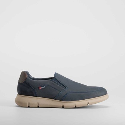 Zapato slip on rukwa piel azul marino COMFEET