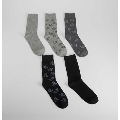 Pack 5 calcetines astronautas negro y gris MERKAL