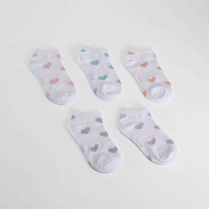 Pack 5 calcetines corazones blancos MERKAL
