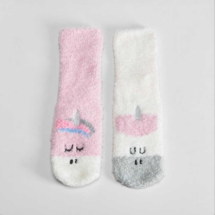 Pack 2x calcetines antideslizantes rosa unicornio