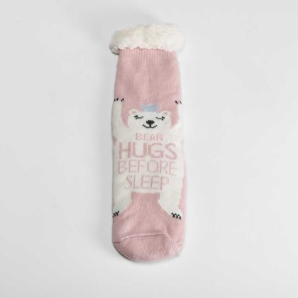 Calcetines antideslizantes rosa forro de mujer