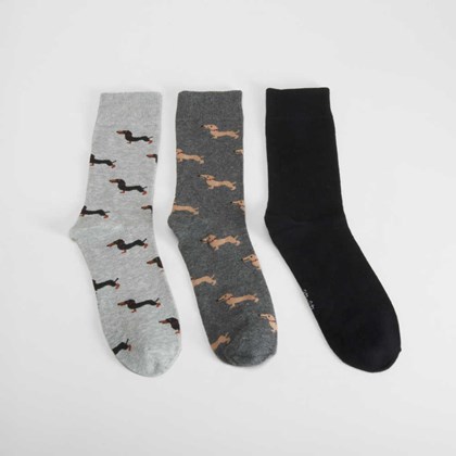 Pack 3 calcetines perros gris MERKAL