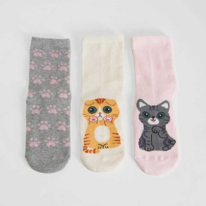 Pack 3 calcetines gatos multicolor MERKAL
