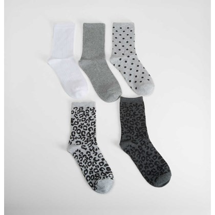 Pack 5 calcetines leopardo gris MERKAL