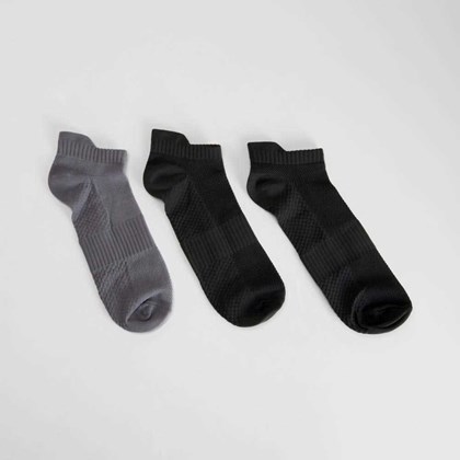 Pack 3 calcetines tobilleros gris y negro MERKAL