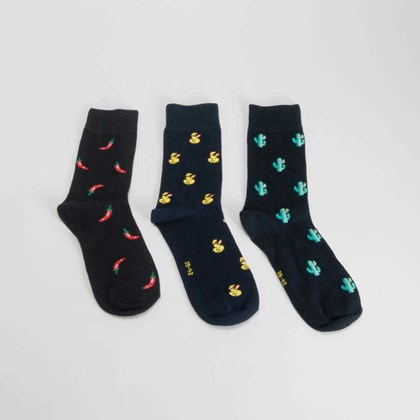 Pack 3 calcetines negros estampados MERKAL