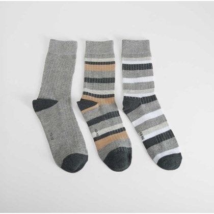 Pack 3 calcetines rayas gris MERKAL
