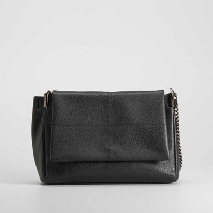 Bolso bandolera solapa pestuntes negro NYC