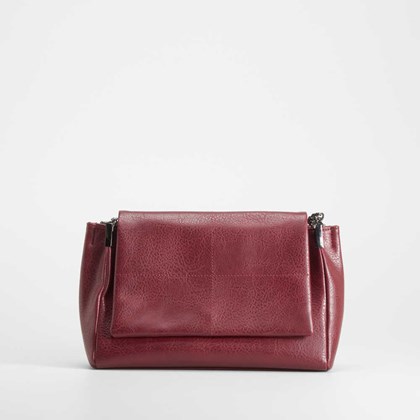 Bolso bandolera solapa pespuntes burdeos NYC