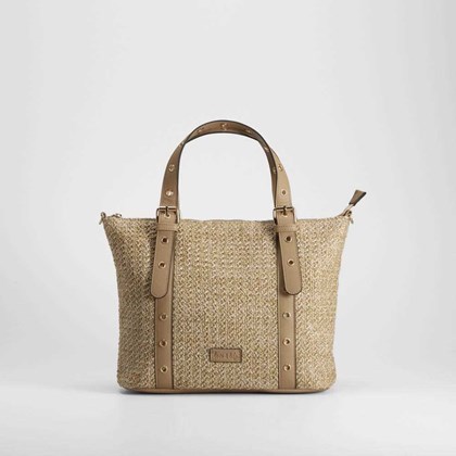Bolso de hombro rafia beige PICCOLA PIU