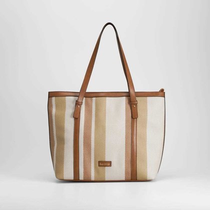 Bolso shopper rayas tonos marrón PICCOLA PIU