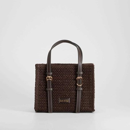 Bolso rafia asa doble marrón PICCOLA PIU