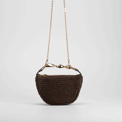 Bolso mano rafia elegante marrón PICCOLA PIU