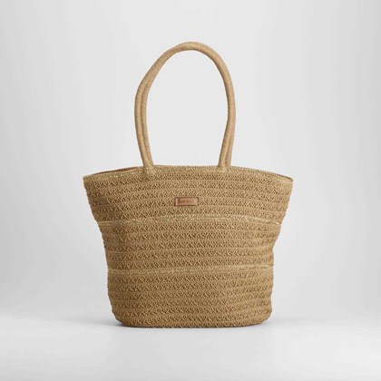 Bolso shopper rafia beige PICCOLA PIU