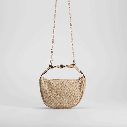 Bolso hombro rafia elegante beige PICCOLA PIU