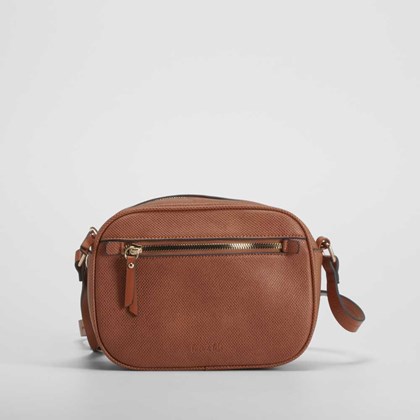 Bolso bandolera grabado marrón PICCOLA PIU