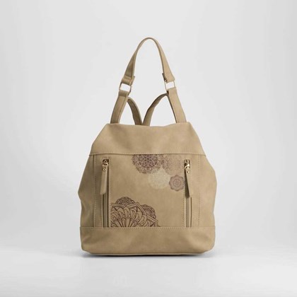 Bolso mochila beige floreado SENDA ROAD