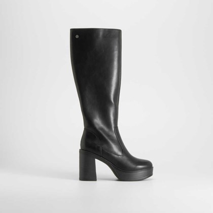 Bota alta de tacón con plataforma negro NYC