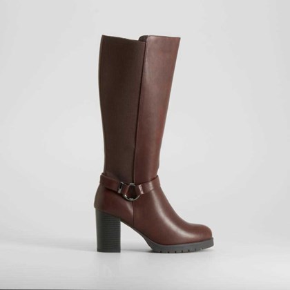 Bota alta tacón hebilla marrón PICCOLA PIU