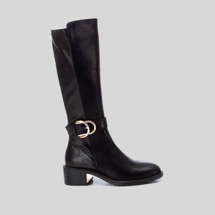 Bota tacón aro doble negra XTI