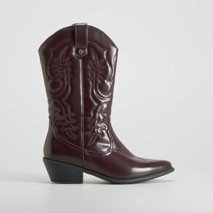 Bota tacón campera burdeos NYC