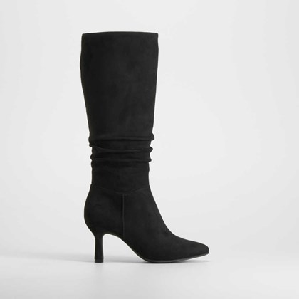 Bota alta tacón arrugada negra PICCOLA PIU