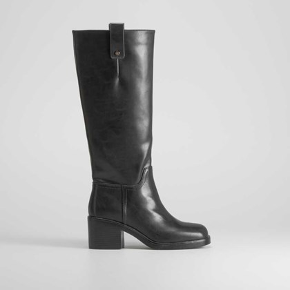 Bota tacón campera negra NYC