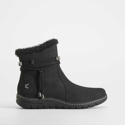 Botín plano piel nobuck negro COMFEET