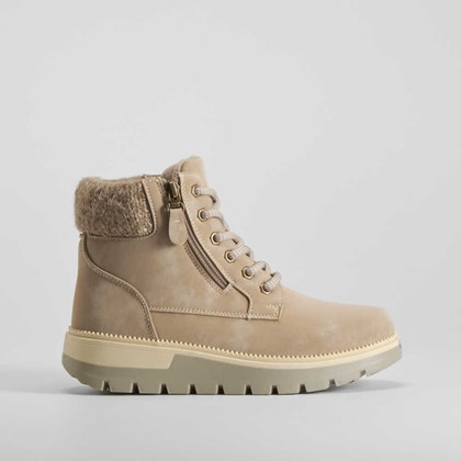 Botín cordón cuello lana beige SENDA ROAD