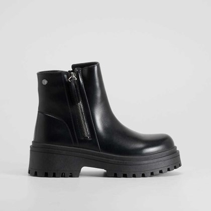 Botín negro con cremallera lateral NYC