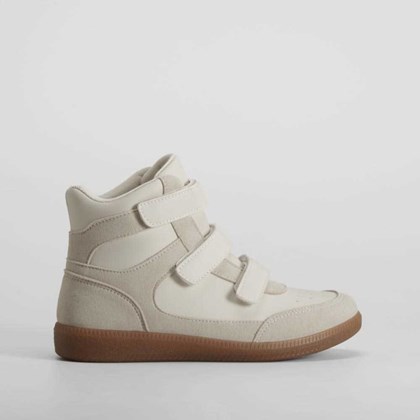 Botín cuña velcro beige NYC