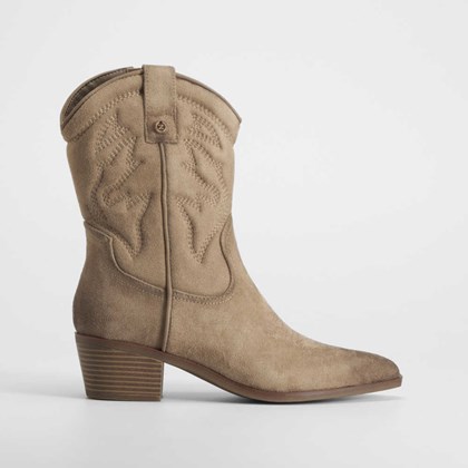 Bota tacón campera beige XTI