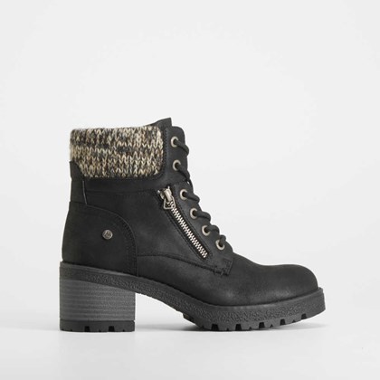 Botín tacón cremallera y cordón negro SENDA ROAD