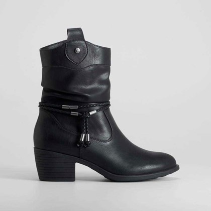 Botín campero de tacón trenzado negro SENDA ROAD