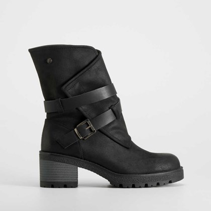 Botín tacón solapa diagonal negro SENDA ROAD