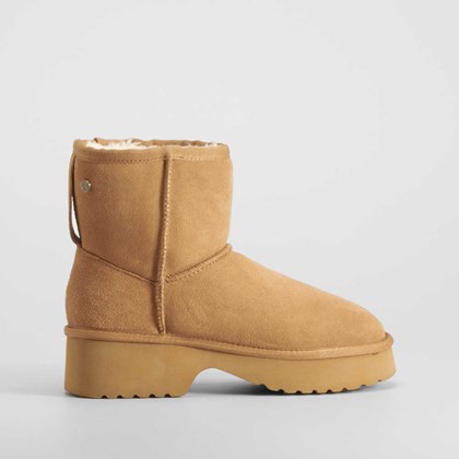 Botín tacón pelo piel beige NYC