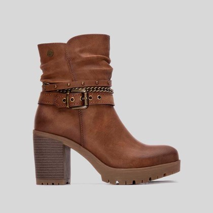 Botín tacón alto boho camel REFRESH