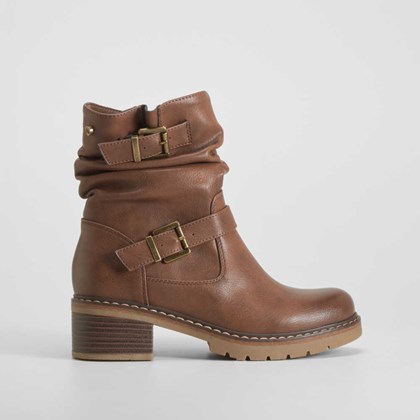 Botín biker doble hebilla marrón SENDA ROAD