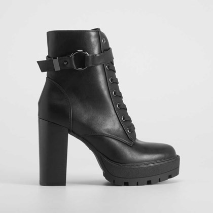 Botín tacón track cordones negro PICCOLA PIU