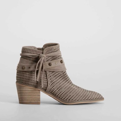 Botín campero tacón trenzado beige REFRESH