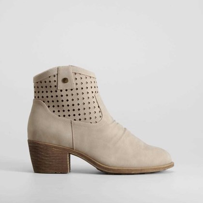 Botín campero de tacón medio beige SENDA ROAD